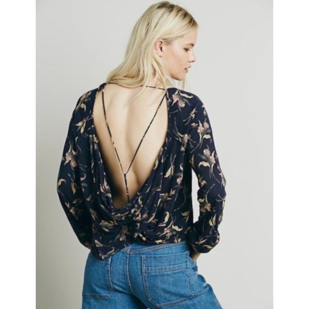 Free People Elsa Jersey Floral Open Back Top